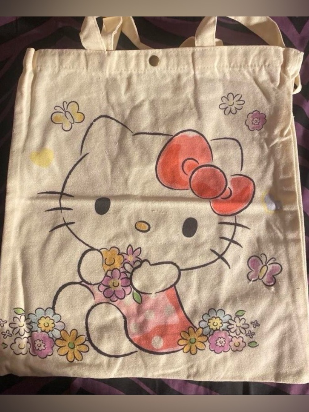 Sanrio Hello Kitty Floral Tote in Cream, Pink, Yellow